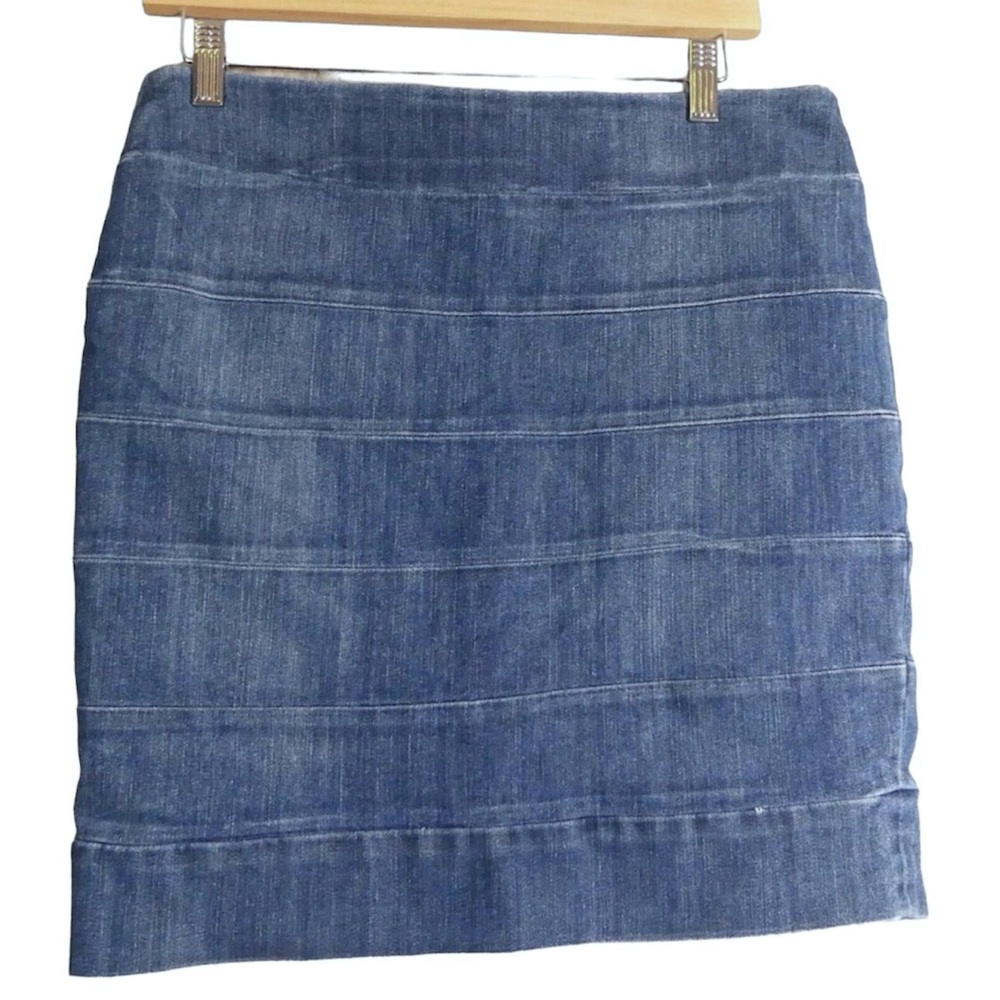 Current/Elliott Womens 2 Skirt Pencil Tiered Denim Blue